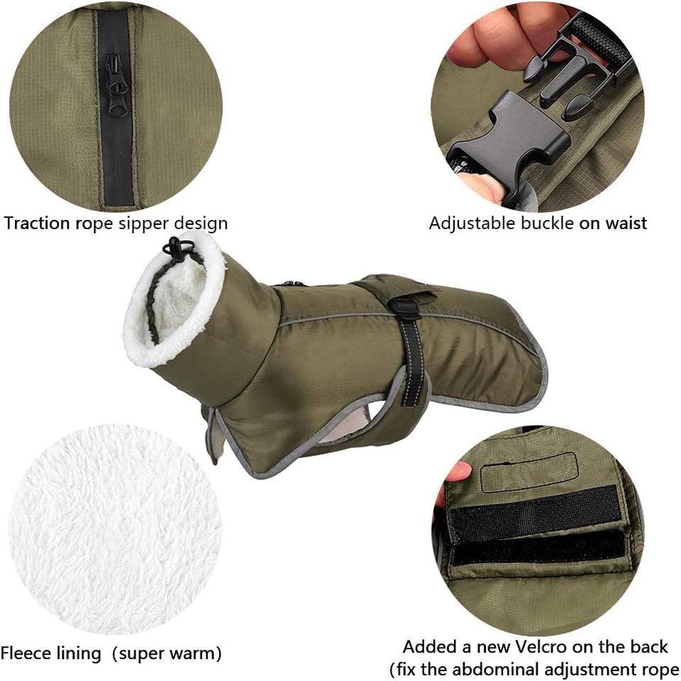 Куртка для больших собак, теплая одежда для собак, зимнее пальто, светоотражающие пальто для французского бульдога, пальто для холодной погоды, зимняя куртка для домашних животных