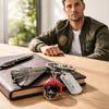 Metal Fighter Jet Keychain with Pilot Helmet and Dog Tag 40th Anniversary Commemorative Collectible Accessory for Aviation Enthusiasts and Collectors