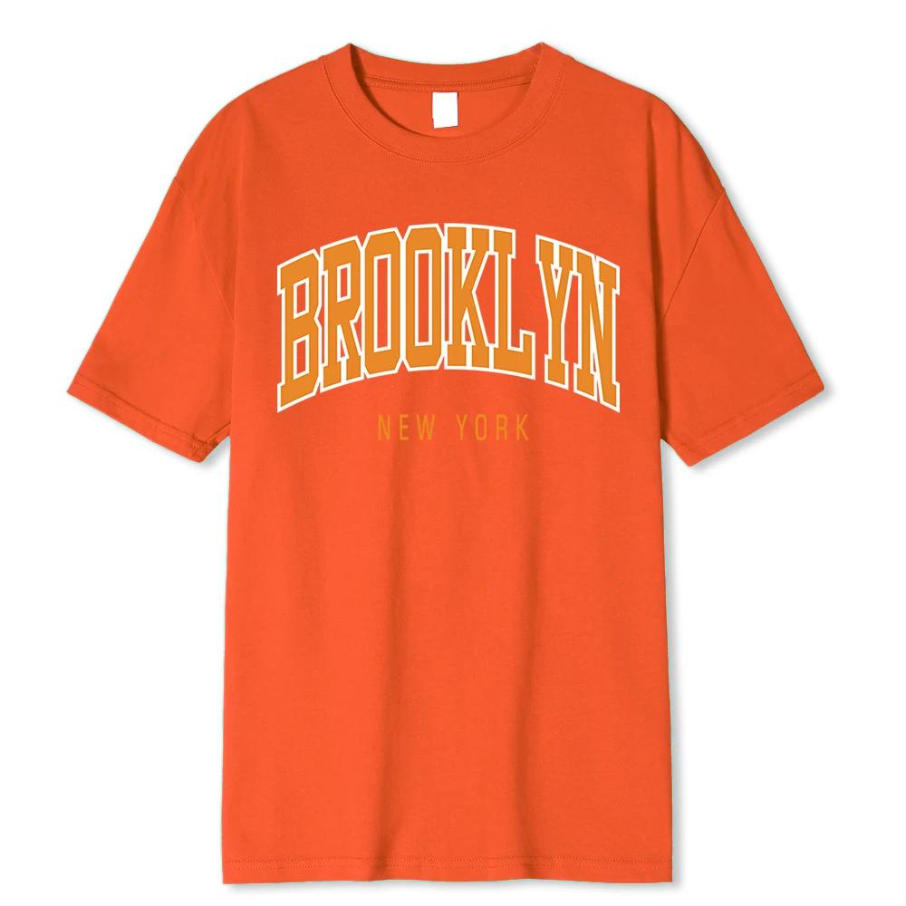 Мужская футболка Brooklyn New York Hip Hop Funny Printing, летняя свободная футболка из 100% хлопка, дышащая футболка с заниженной линией плеч, мужская одежда