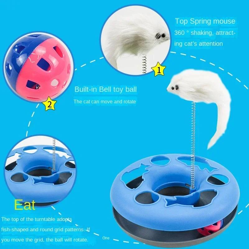 Cat For Funny Indoor Toys Cats Interactive Kitten Toys Roller Tracks With Spring Pet Toy With Exercise Balls Teaser Mouse