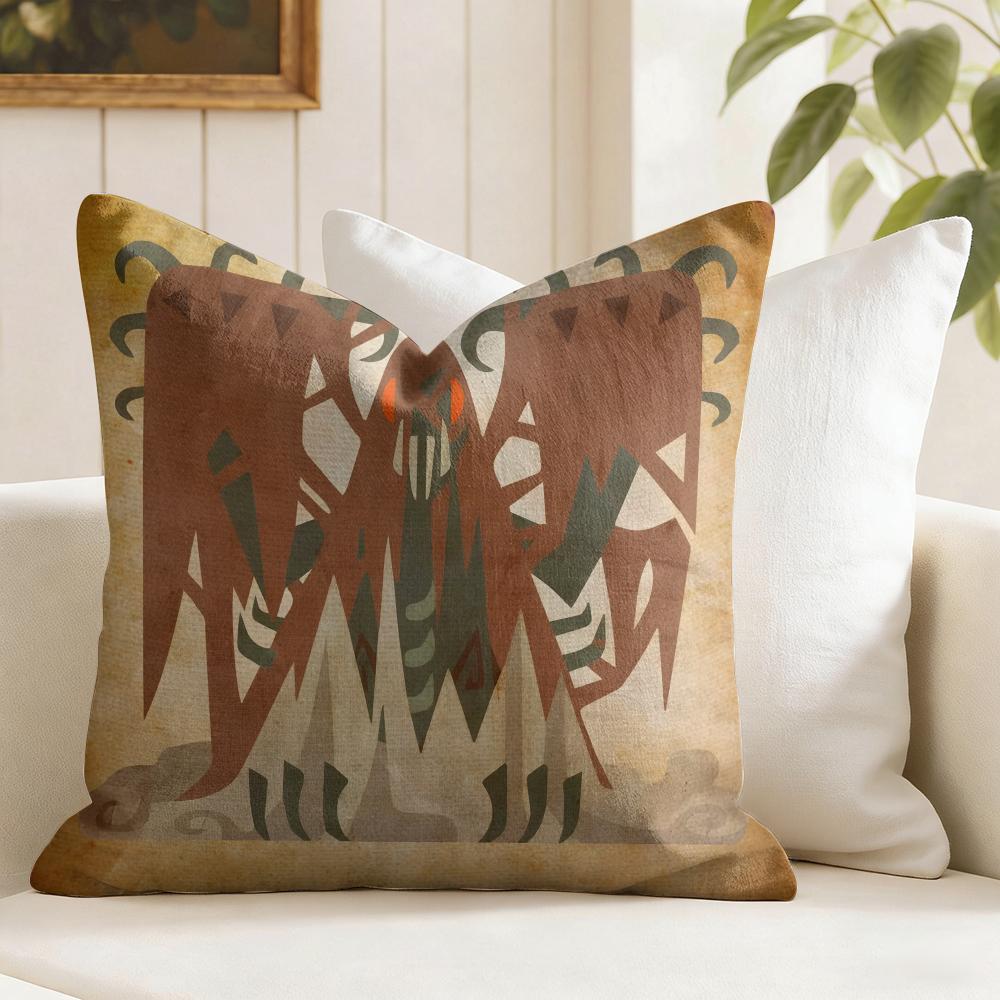 MMonster Hunter Game Cushion Cover Summer Linen Pillow Case Organic Fabric Cushion Cover DoubleSided Print Sofa Home Decor