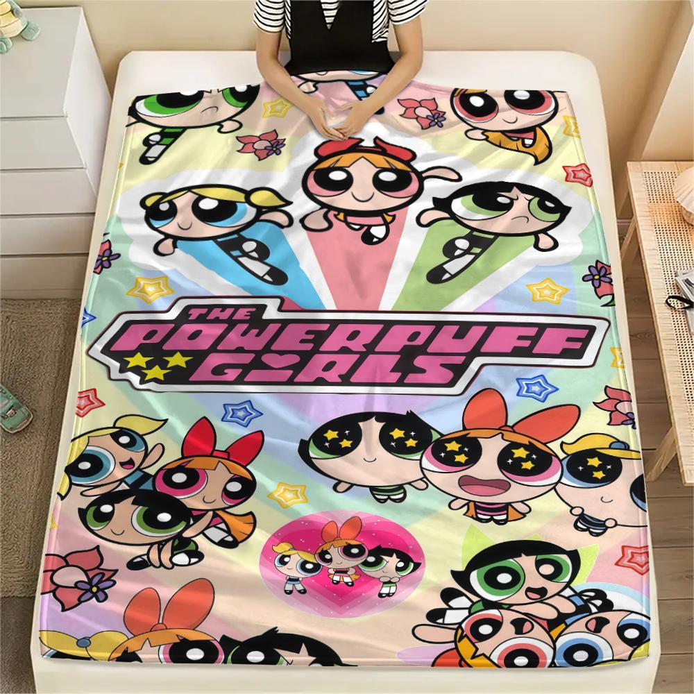 Powerpuff Girls Cute pattern Flannel Blanket, High quality Comfortable for All Seasons, Home Decor, Warmth and Comfort, Perfect for Gifts.