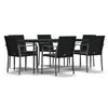 VidaXL Garden Dining Set 7 Pcs Cushions Wicker Steel 3186951