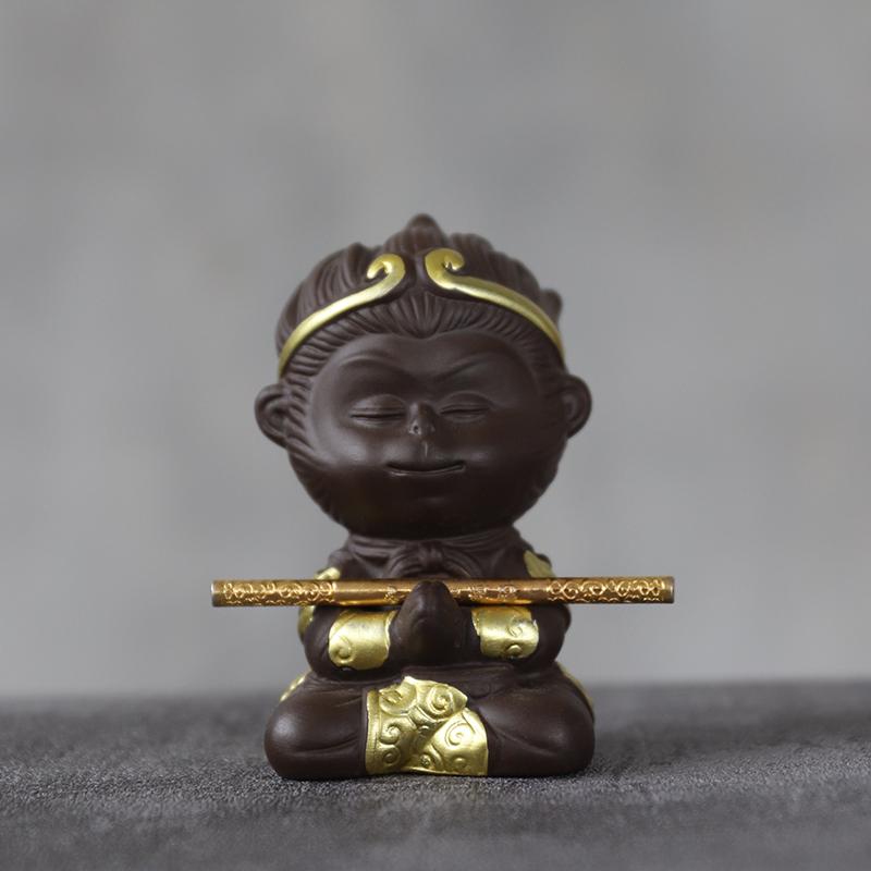 LUWU Purple Clay Teapets Cute Monkey Tea Play Chinese Tea Set Decoration