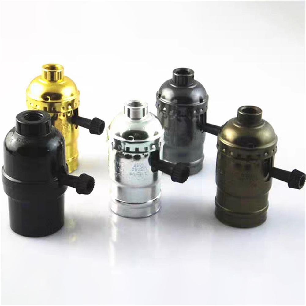 DIY Vintage E27 Lamp Base Copper holder With Switch Edison Vintage Lighting Screw Socket Antique Aluminum Lamp Holder Fixture
