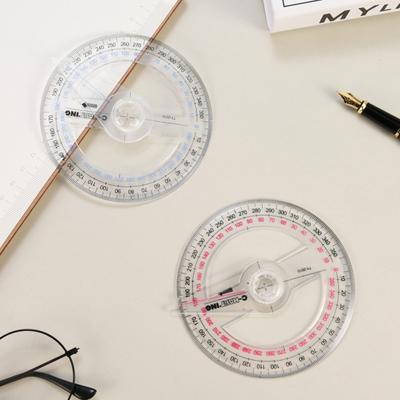 Удобный транспортир, 2 шт., простая в использовании пластиковая портативная линейка с углом поворота 360 градусов, ежедневная
