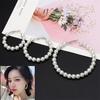 Lucky Jewelry Elegant Lady Faux Pearl Big Circle Dangle Hoop Earrings Statement Gift