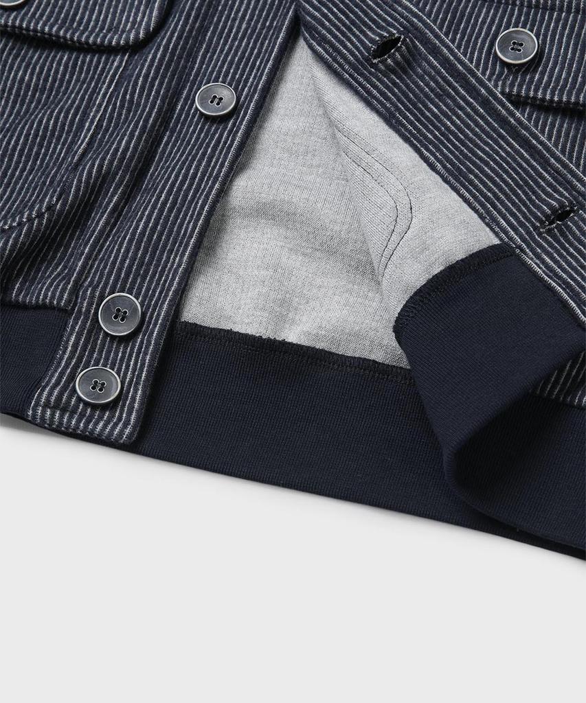 Panicale Textured Cotton Button Bomber Jacket [Navy]