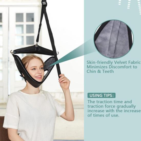 Устройство для вытяжения шейного отдела позвоночника, регулируемое, из искусственной кожи, с креплением на дверь, портативный пояс для вытяжения для облегчения боли в шее и снятия мышечного напряжения