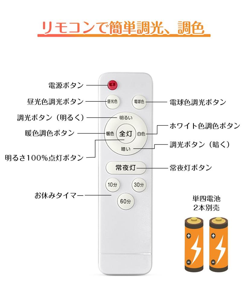 High-Brightness LED Ceiling Light, 45W, Slim Design, Suitable for 8-10 Tatami Mats (approx. 12-15 Sq Ft), ColorDimmable, 4500LM, Night Light Mode,
