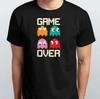Game Over 80-е Оверсайз Ностальгия Аркада 100% Хлопок Футболка Мужские Футболки Топ S M L XL XXL 3 4 XL Черный