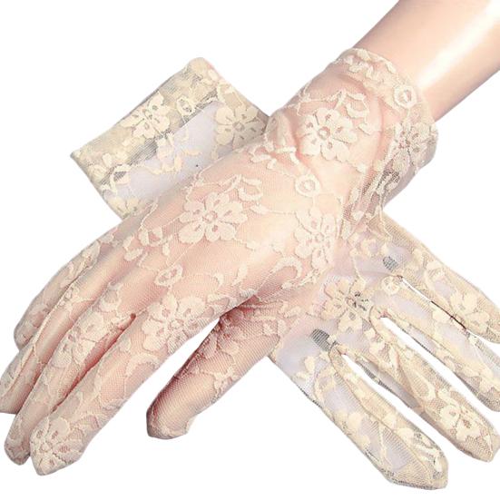 Women Sheer Lace Gloves Vintage Floral Wrist Gloves Fingerless Bridal Gloves for Derby Tea Party Opera Evening Prom Cosplay