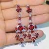 Серебристые ретро красные серьги-кисточки из кристаллов, легкая роскошь, дворцовый стиль, серьги с бриллиантами, высококлассные преувеличенные женские