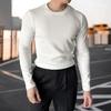 Весна Осень Мужской Фитнес Топ Облегающий Круглый Вырез Эластичный Длинные Рукава Однотонный Пуловер Фитнес Спортивный Топ Зимняя Нижняя Одежда