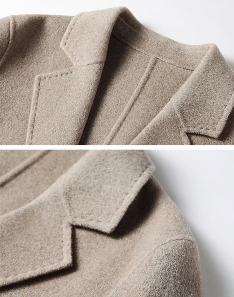 Ikalook Men'S Handmade Double-Breasted Wool Overcoat Aco117