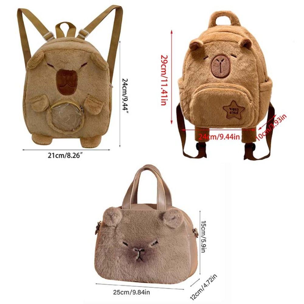 Animal Cartoon Capybara Plush Backpack Plush Capybara Capybara Plush Bag Female Lady Girl