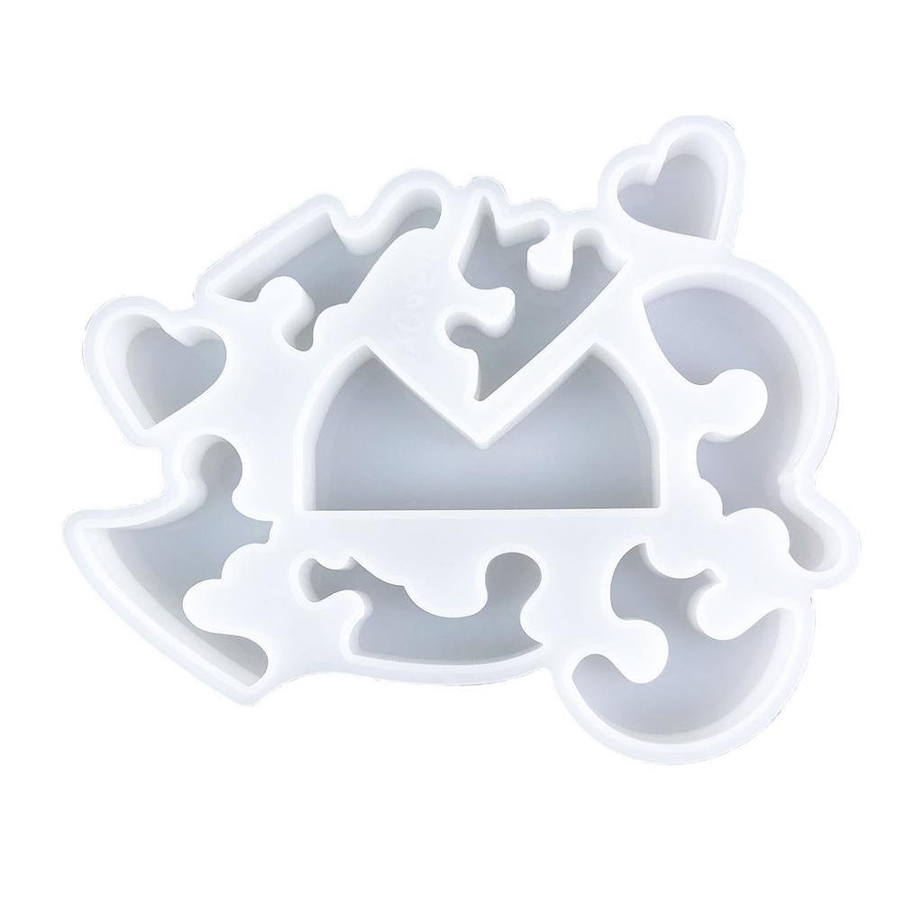 Desk Ornament Mould Flexible Silicone Mold for Love Heart Puzzle Shaped Decoration Gypsum Mold Jewelry Making Supplies