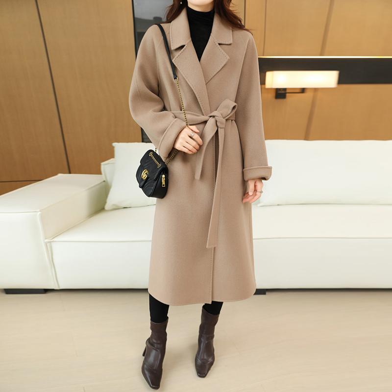 Женское пальто из 100% шерсти TIDENOVEL Осеннее шерстяное длинное пальто Ручной работы Пальто-бушлат Зимняя теплая шерстяная длинная куртка Пальто