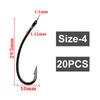 20PCS Long Shank Carp Hooks PTFE Coated Carp Fishing Hook Barbed Fish Hook For Bait Holder Carp Chod Rig Hooks Accessories