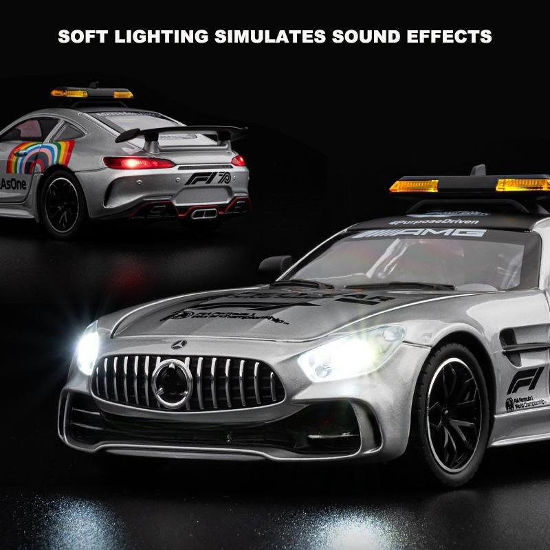 1/24 BENZ GTR SAFETY литая модель автомобиля из сплава игрушка со звуком и светом транспортные средства украшения игрушки для детей подарок