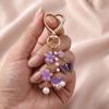 Hanger Enamel Butterfly Keychain DIY Heart Key Ring Cute Flower Pendant  Women