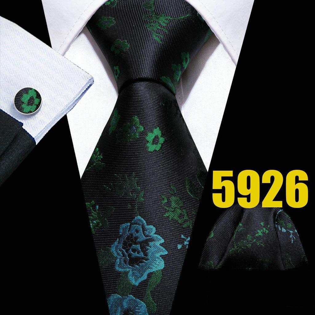 Mens Fashion Neckties Teal Silk Tie Pocket Square Cufflinks Blue&Green Formal Casual Ties