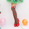 2017 Christmas Stripe Snowflake Thigh-High Socks - Red & Green Over-the-Knee Festive Costume Accessories