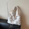 ins super beautiful embroidered butterfly lace fairy bag travel women's bag canvas bag literary large capacity casual shoulder bag