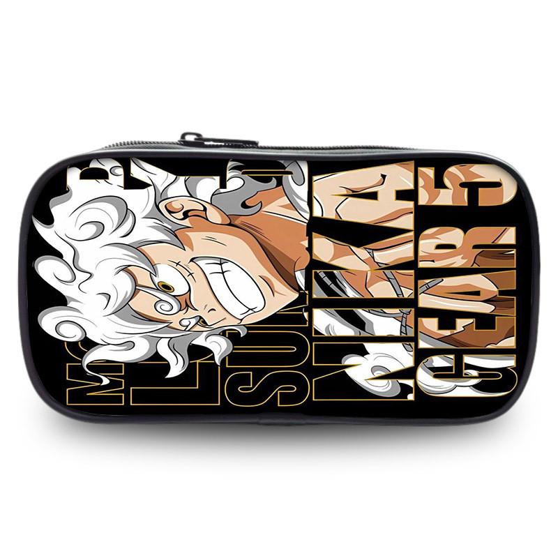 Stylish One Piece Student Pencil Case With Luffy And Zoro Skill Print Oxford Material