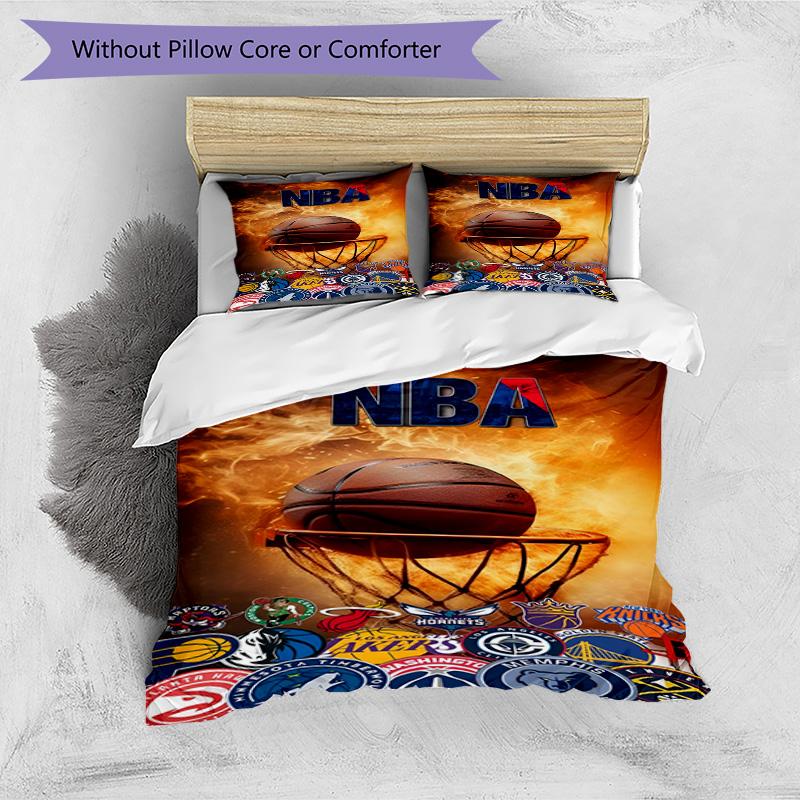 3pcs Duvet Cover Set (1*Duvet Cover + 2*Pillowcase, Without Core), NBA Print Bedding Set, Bedroom Decor, All‑Season, Birthday Gift