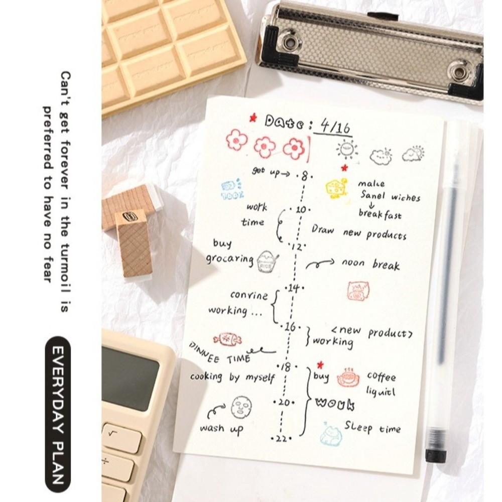 36pcs Set Acrylic Box Wood Stamps Set Daily Life Themed Mini Wooden Stamps Scrapbooking Decor