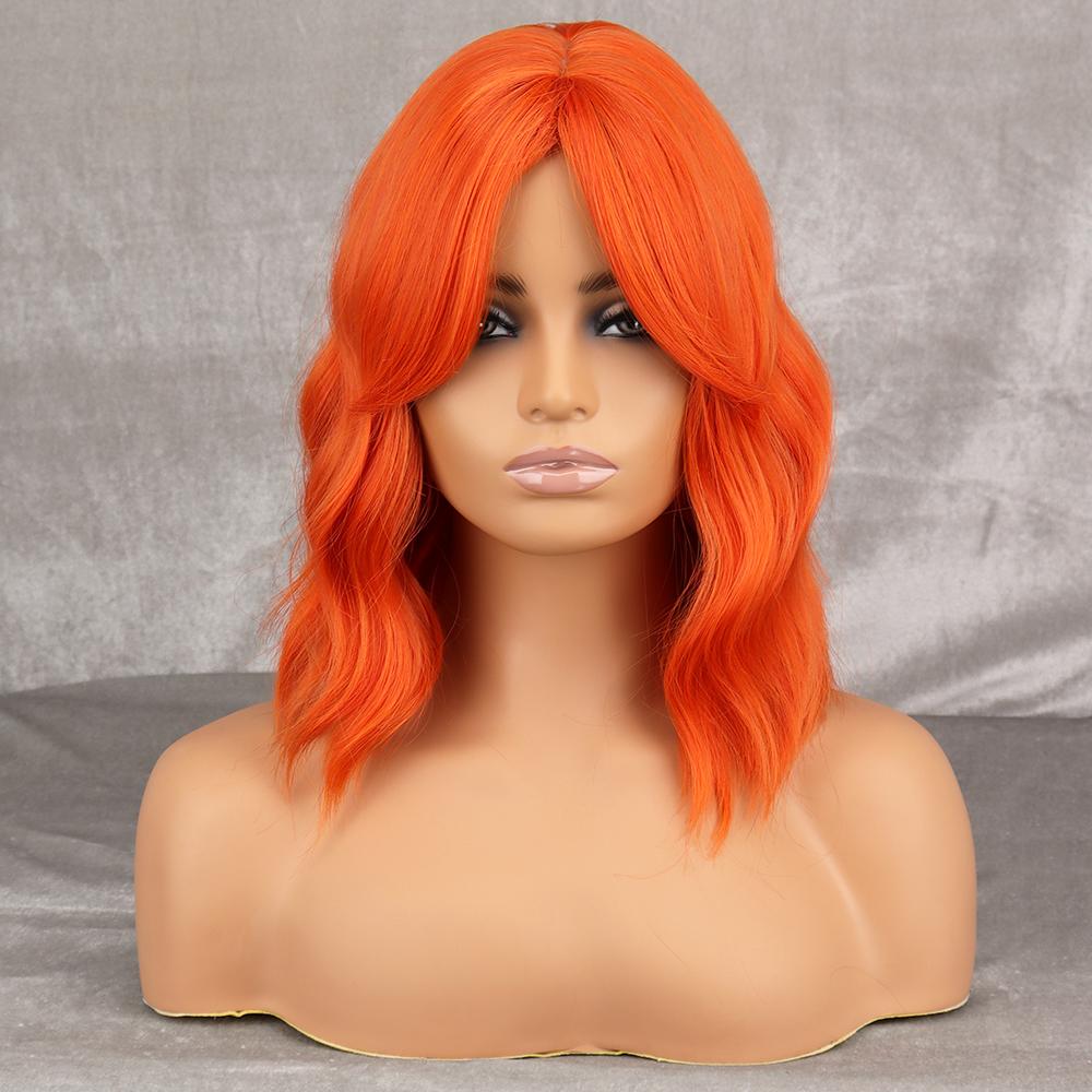 MISS WIG Фиолетовый волнистый парик из синтетического термостойкого волокна для женщин с челкой, черный, розовый, коричневый, косплей, повседневный парик