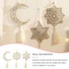 with Tassels Moon Star Hollow Mesh Wall Decor Wooden Handicraft Pendant  Ramadan Celebration