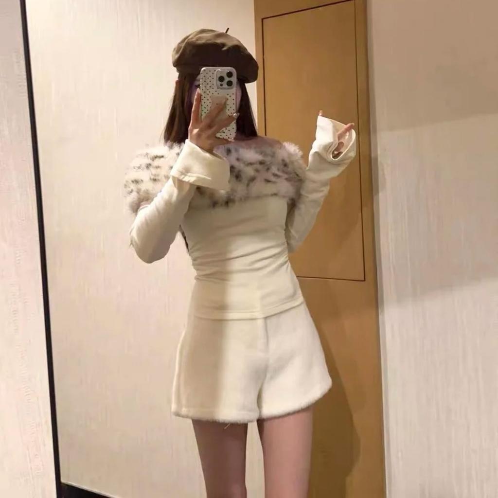 VAYLA Women's Apricot Slash Neck T-shirt Harajuku Korean Y2k Tee Top 2000s Clothes Aesthetic Fashion Long Sleeve Vintage T-shirts