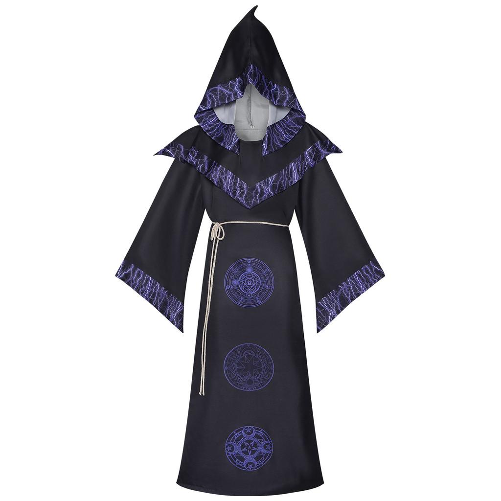 Fantasy Wizard Robe Cosplay Costume For Halloween And Stage Performances In Polyester Material
