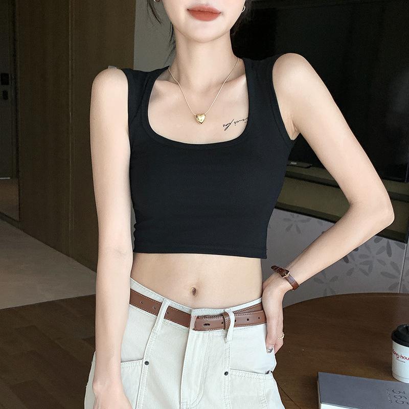 Стильная элегантность, мода, женский деловой повседневный жилет H349, майка-камисоль, женская летняя рабочая одежда с широкими плечами, облегающие белые топы