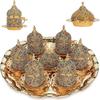 Турецкий кофейный сервиз с хрустальным узором, кофейный сервиз Zamak с камнями, кофейные чашки, сахарница, на 6 персон