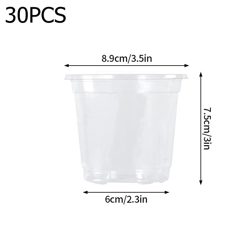 30 шт. пластиковый горшок для рассады растений, прозрачный цветочный горшок, утолщенный посадочный стаканчик, садовый горшок для пересадки, кашпо
