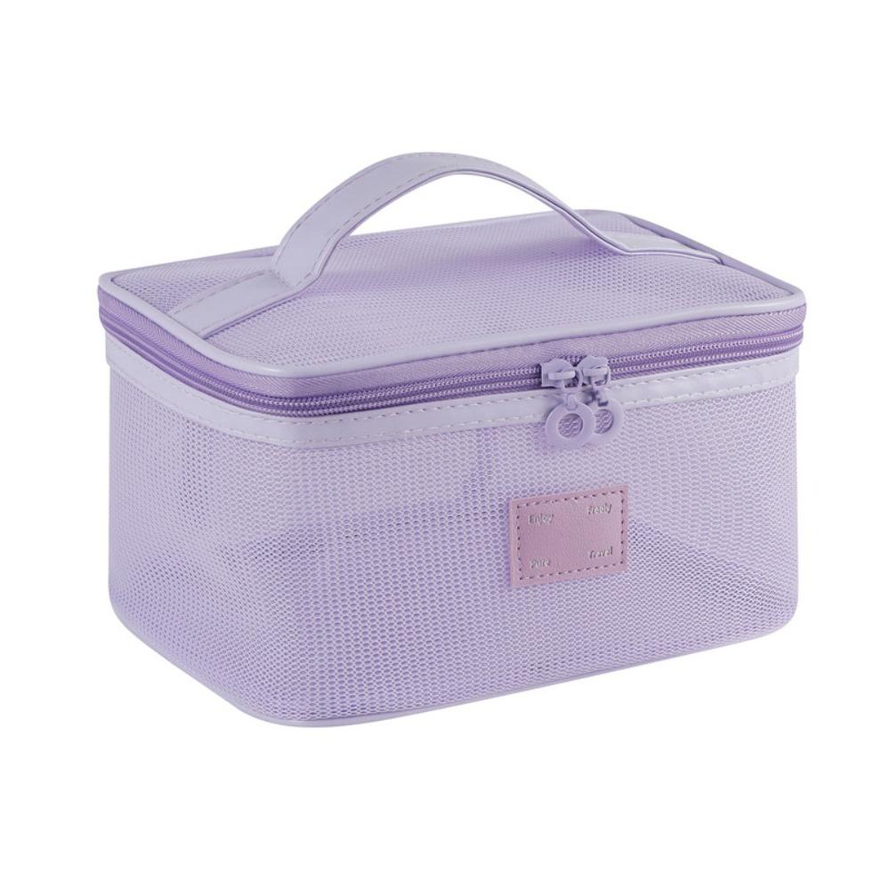 Square Transparent Mesh Cosmetic Bag Lightweight Storage Toiletry Bag  Camping