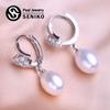 8-9mm Natural Freshwater Pearl Earrings Fashion Cubic Zirconia Clip Earrings For Women Girl Gift Long Earrings