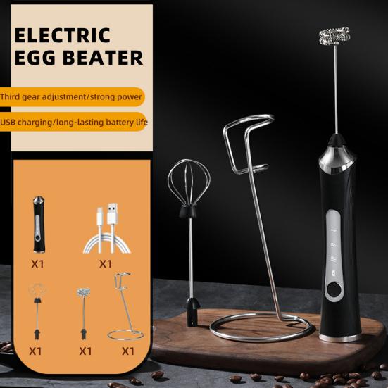 Электрический вспениватель молока Перезаряжаемый венчик для яиц 3 скорости Беспроводной венчик для яиц Ручной пенообразователь для латте капучино