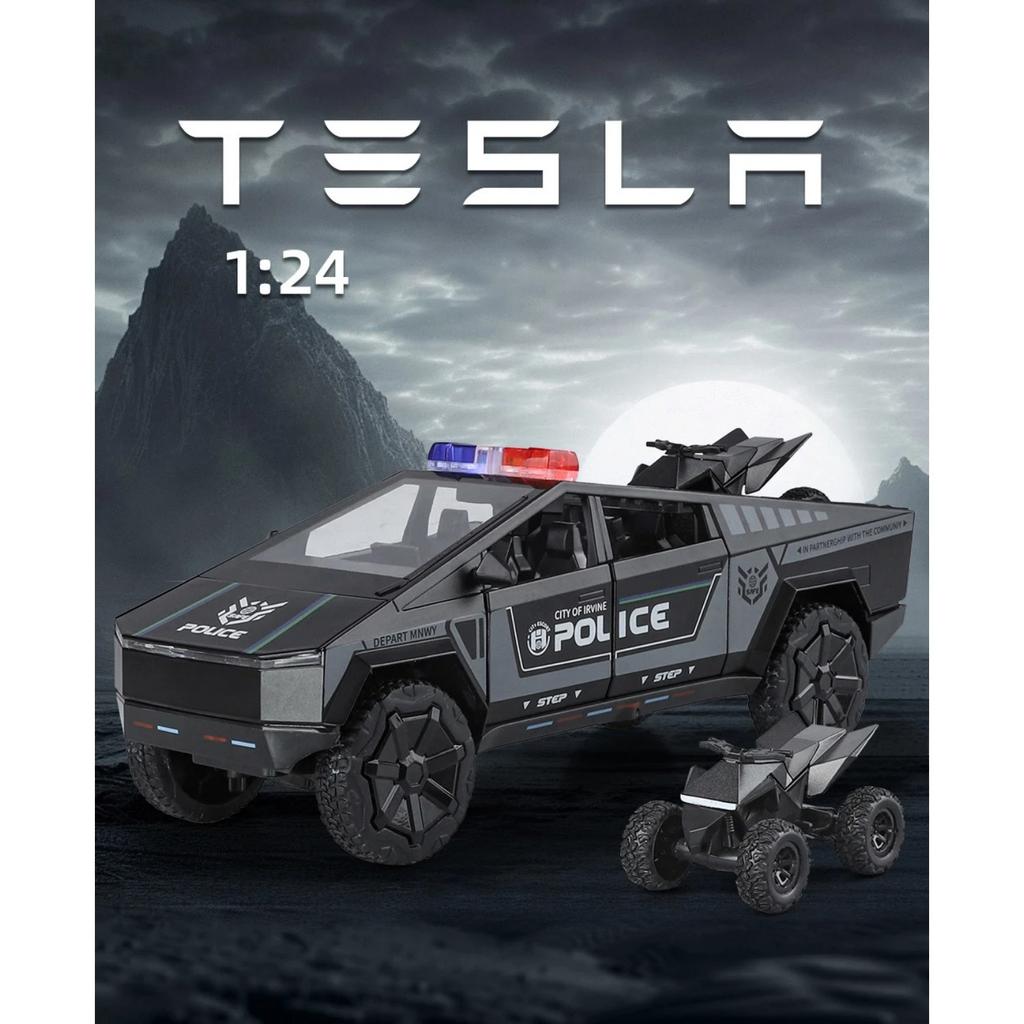 1/24 Tesla Cyber Trucks Сплав Пикап Модель Машины Литой Металл Игрушка Внедорожники Модель Машины Симуляция Звук и Свет Детский Подарок