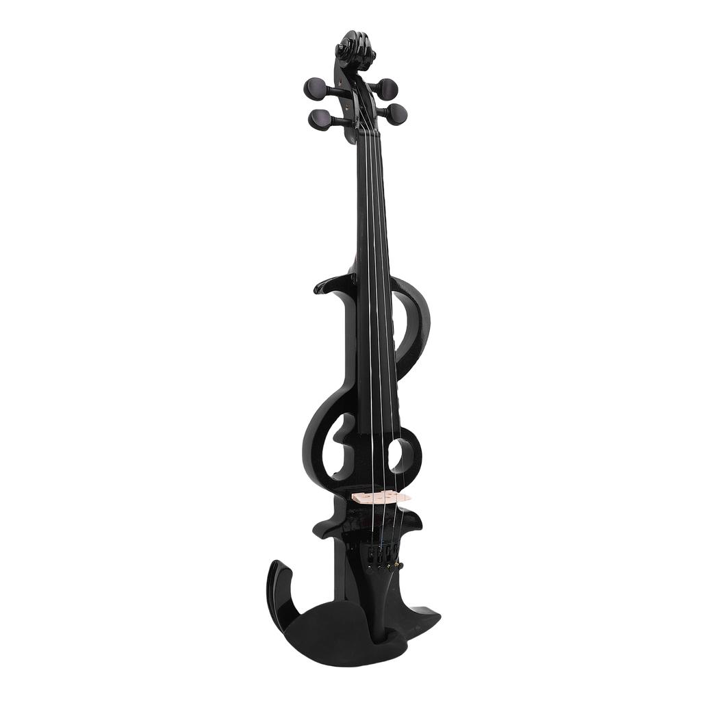 Electric Violin Kit 4 4 Black Solid Wood Beginner Electronic Violin with Bow Earphone Connection Cable Storage Box