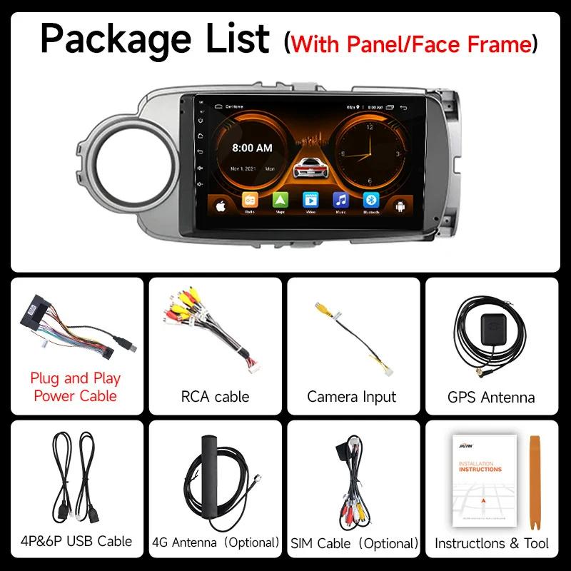 JIUYIN 9-дюймовая автомобильная магнитола Android 13Для Toyota Yaris 2012 - 2017 Мультимедийный плеер Android Auto Беспроводной Carplay GPS 2Din DVD