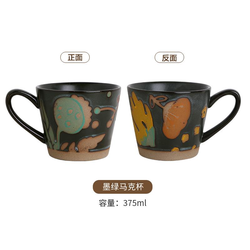 Кружка в стиле ретро, расписанная вручную, грубая керамика в деревенском стиле, цветочная керамика, персонализированная подглазурная цветная чашка для воды в Instagram