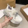 Fashion 2025New Breathable Vulcanized Shoes Women Casual Platform Sneakers Summer Thick Bottom Low Top Large Jogging Shoes