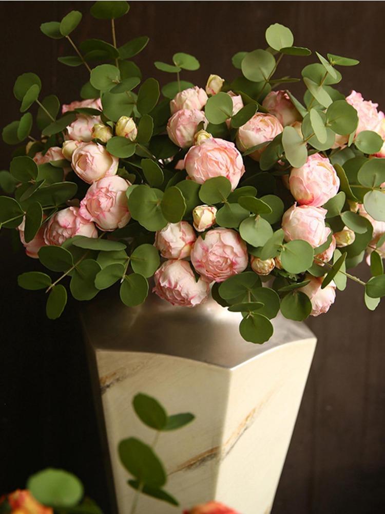 2 букета, винтажные пионы, длинные стебли, шелковые искусственные цветы для свадебного украшения, букет невесты, цветы, поделки, цветочная композиция