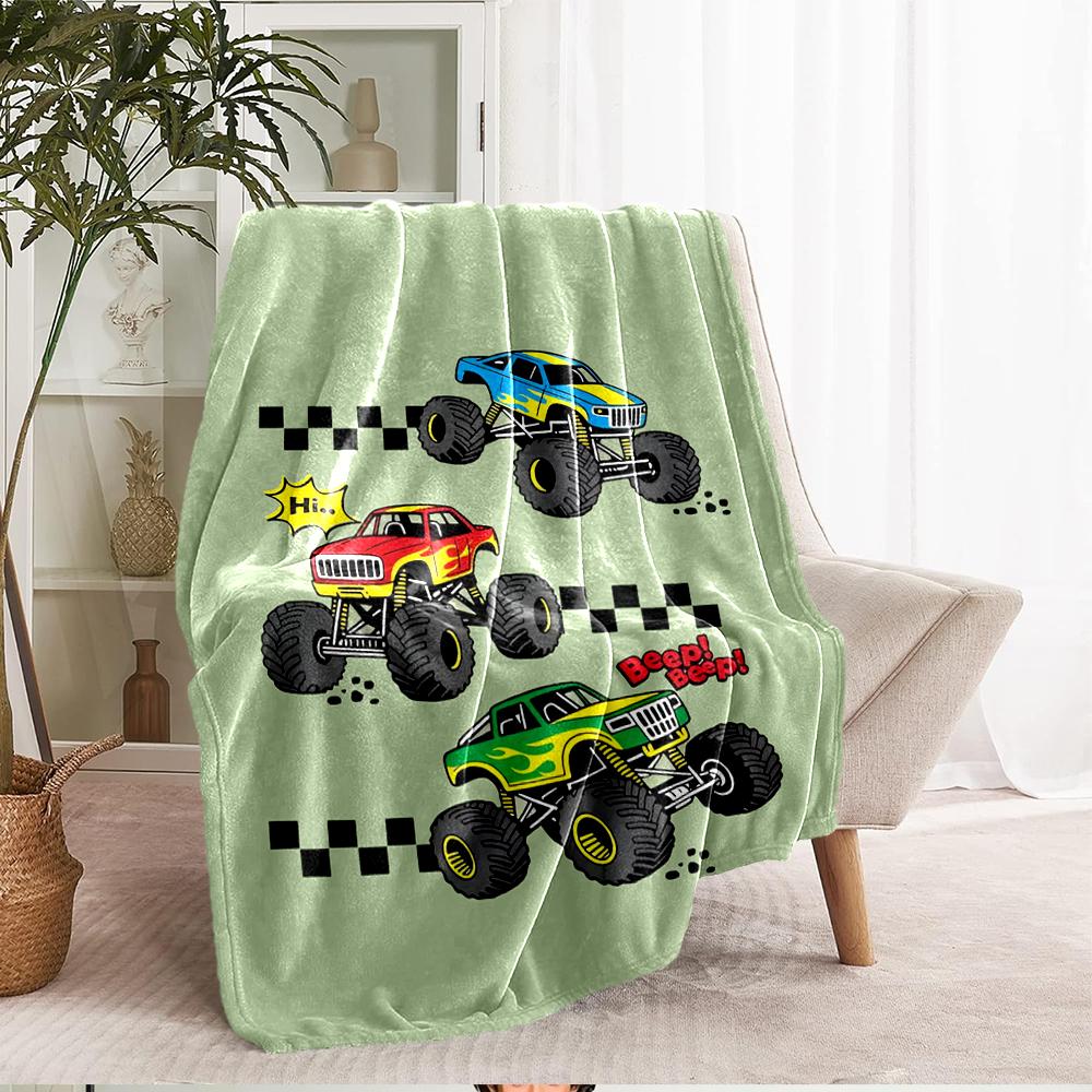 Truck Theme Printed Blanket - Perfect for Couch, Bed, Travel & Outdoor Use | Machine Washable, Cozy & Durable.