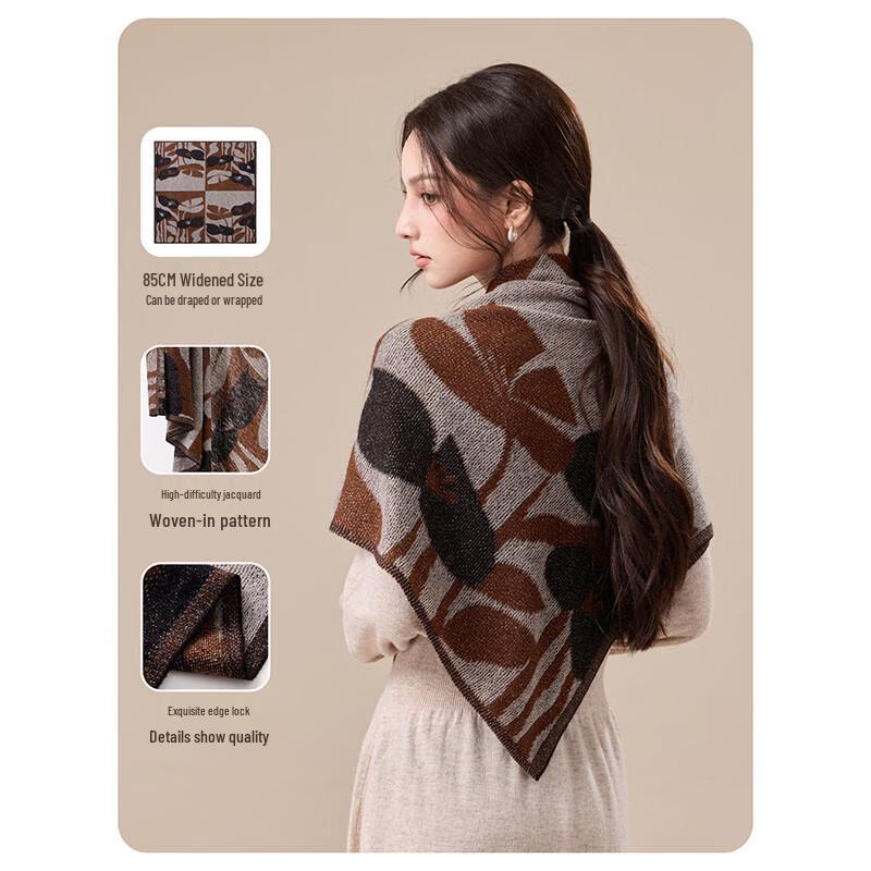 JIUMU Women's Vintage Pure Wool Square Scarf