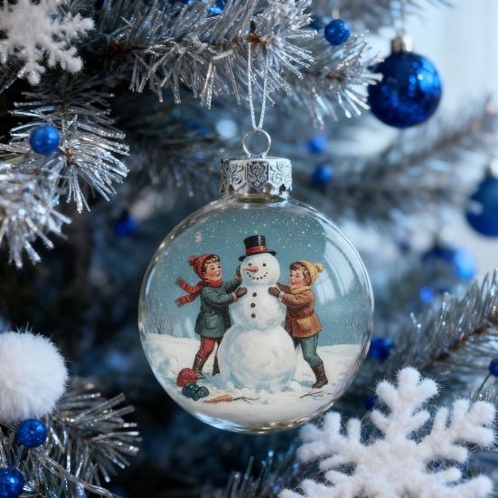 Прозрачные шары Винтажные украшения Домик в снежной деревне/Рождественская елка/Снеговик Подвесные шары для фермерского дома Рождественская елка Праздничная Свадебная Домашняя Декорация